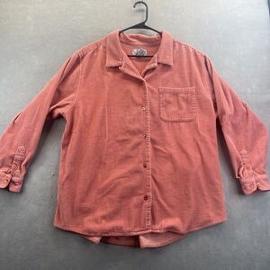 Real Comfort Corduroy Shacket Button Top Oversized Pink Vintage Plus Size 1XL